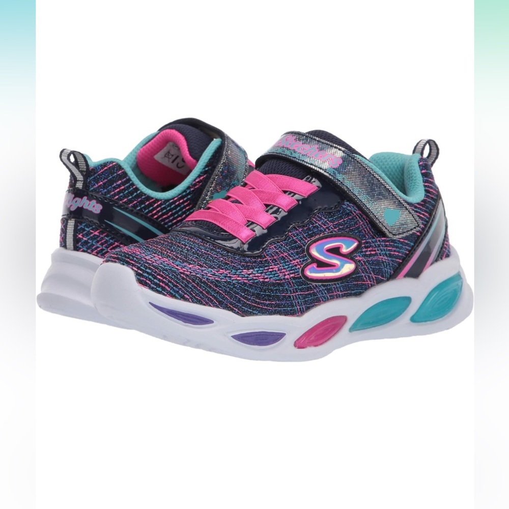 Skechers, S-Lights Wavy Beams size 3.5 Navy/Multi NIB